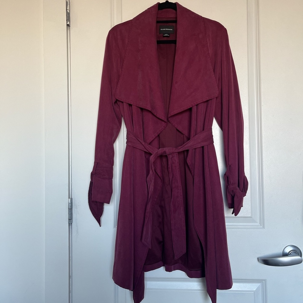 Club Monaco burgundy oxblood trench coat